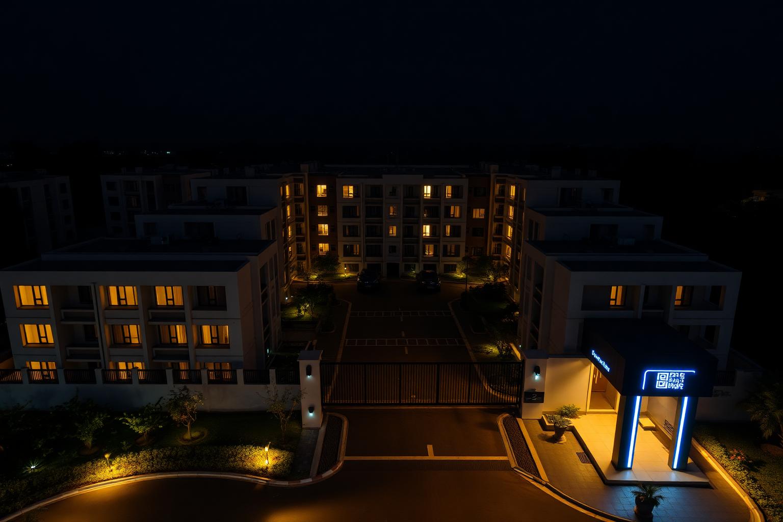 Indian gated community at dusk